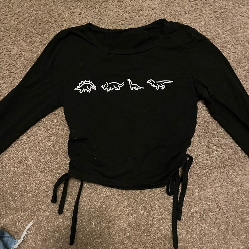 Dinosaur print long-sleeve crop